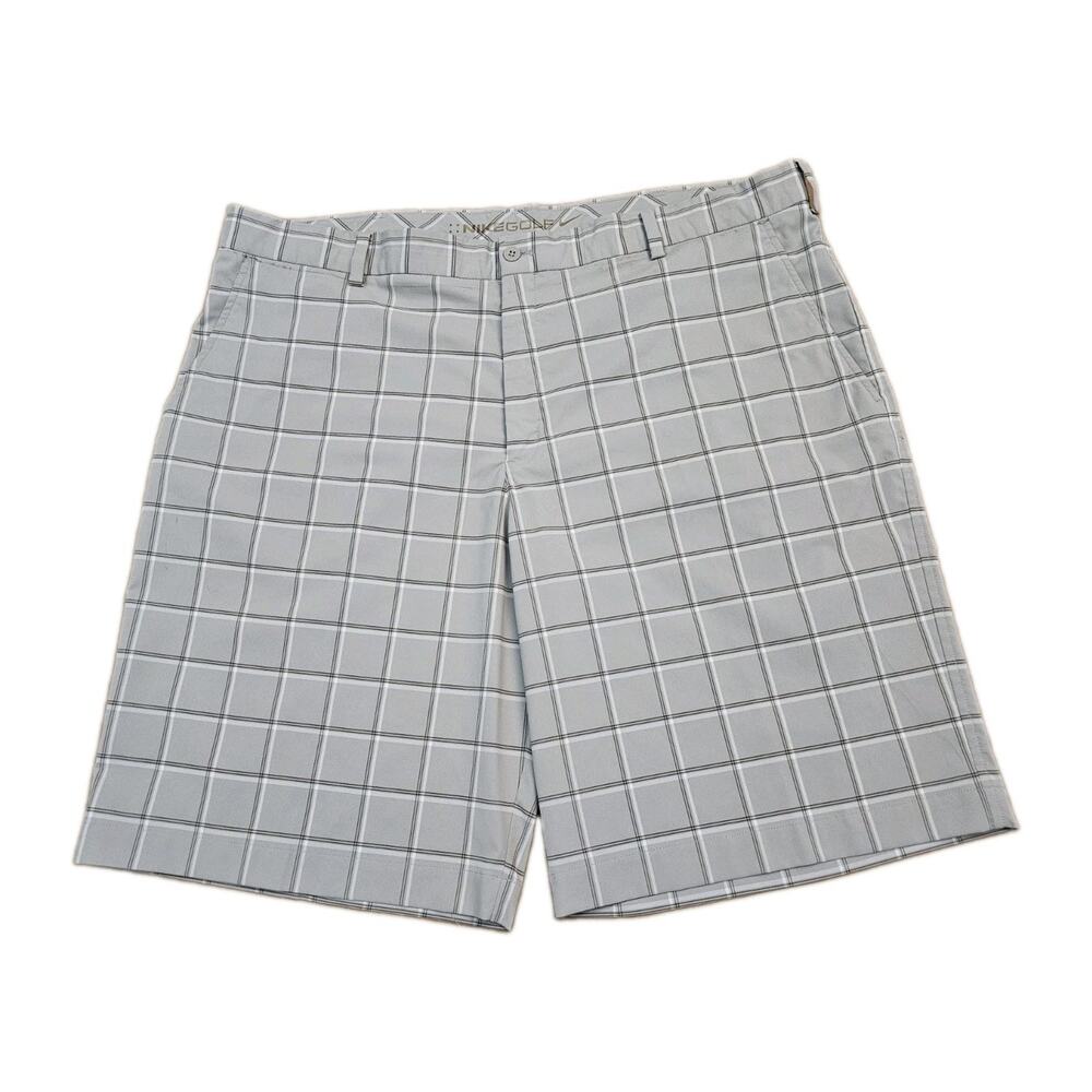 Nike Shorts Size 42 Gray Golf Plaid Dri Fit Performance Chino Golfing Mens